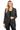 Saloos Women's Black Waterfall Jacket with Lace Sleeves and Open Front