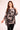 Saloos Women's Asymmetric Hem Layered Chiffon Top – Abstract Print Longline Batwing Sleeve Blouse