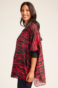 Saloos Elegant Double Layer Top with Contrasting Cuffs