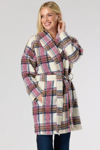 Saloos Check Wool Mix Coat with Belt