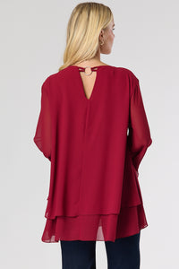 Saloos Layered Chiffon Top with Neckline Detail Ring