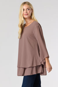 Saloos Layered Chiffon Top with Neckline Detail Ring