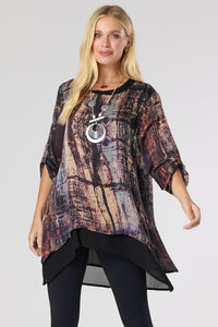 Saloos A-line Double Layered Top with Necklace