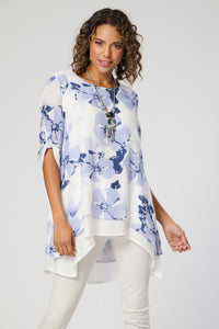 Saloos Ruched Sleeves Double Layer Top with Necklace