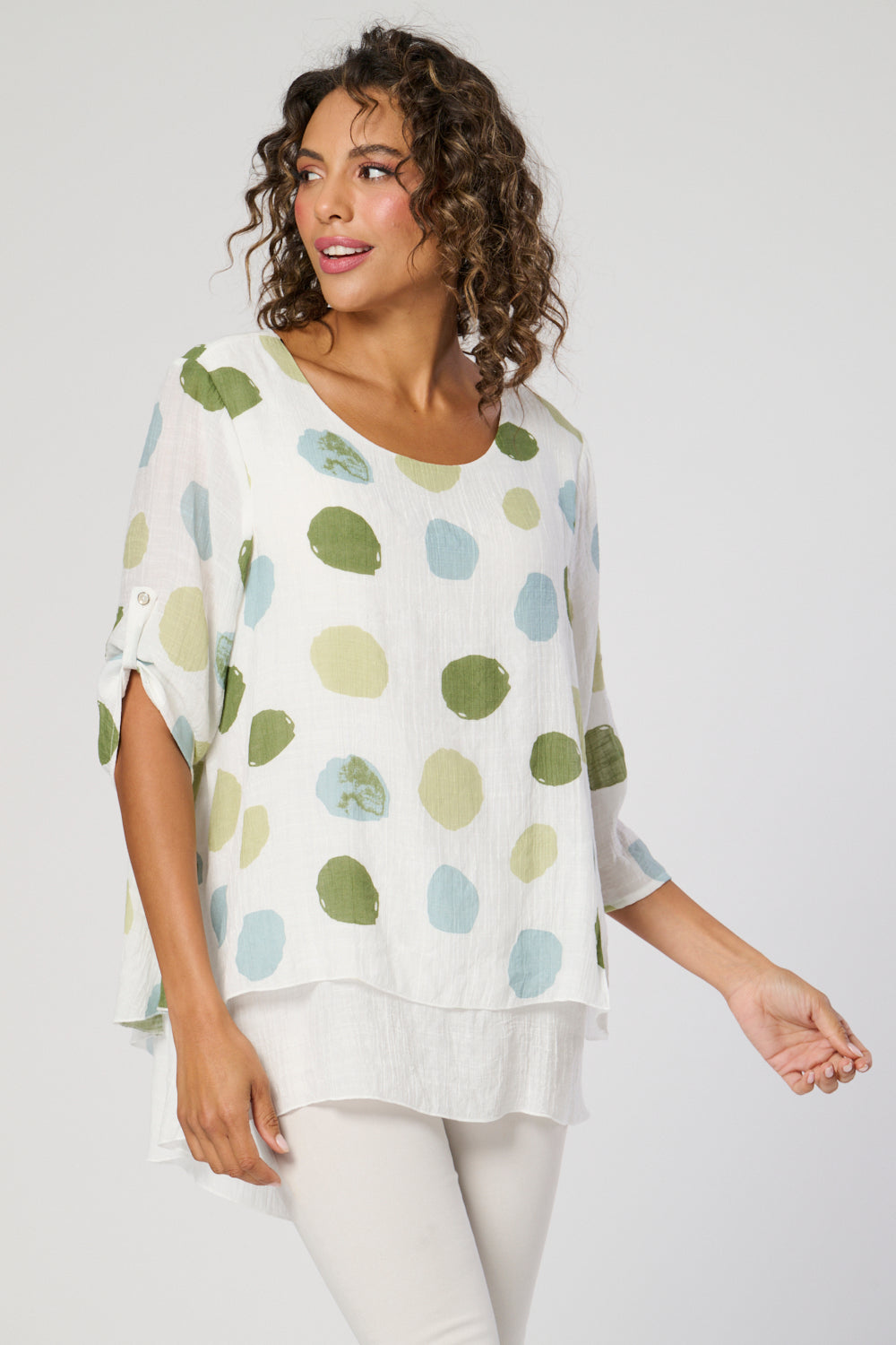 Saloos Split Back Double Layer Top with Necklace