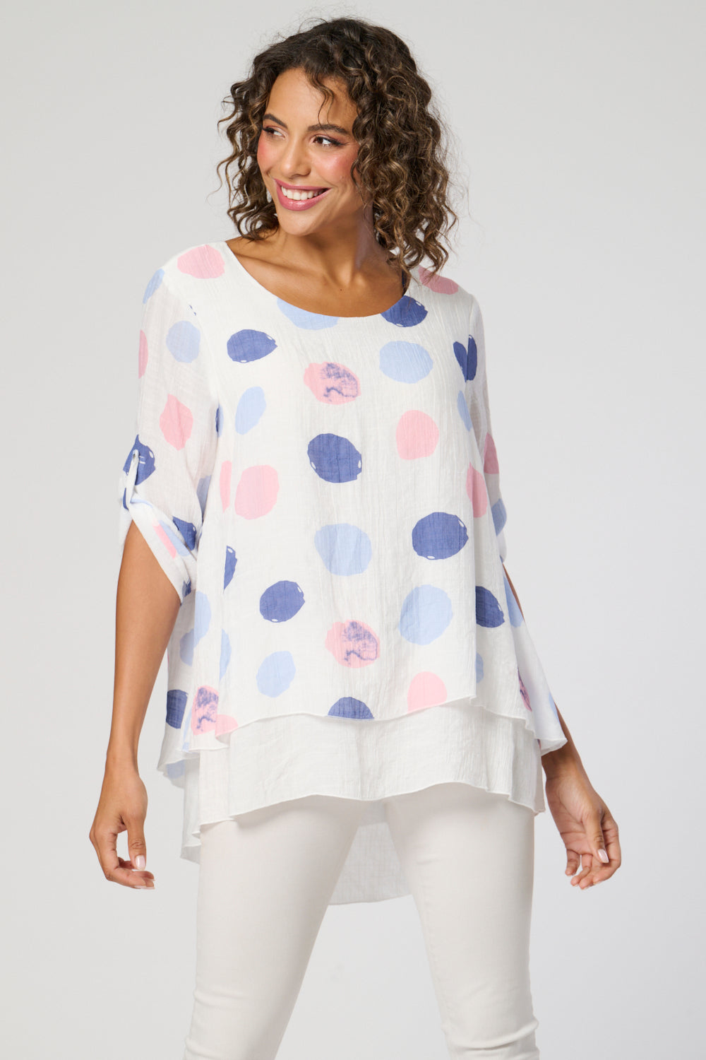 Saloos Split Back Double Layer Top with Necklace
