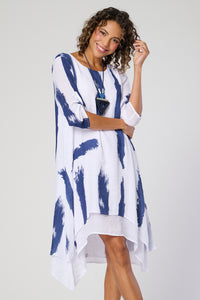 Saloos Ruched Sleeve Double Layer Dress with Necklace