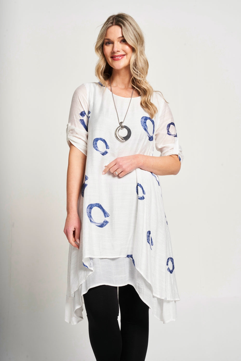 Saloos A-line Double Layer Dress with Necklace