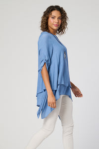 Saloos A-Line Layered Tunic Top with Necklace