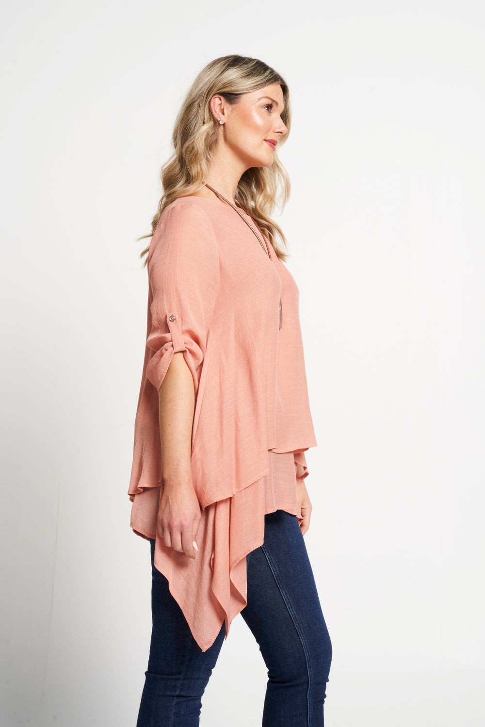 Saloos A-Line Layered Tunic Top with Necklace