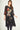Saloos Women's Black Floral Dip Back Dress – Fully Lined Longline Dress with Side Splits & 3/4 Sleeves