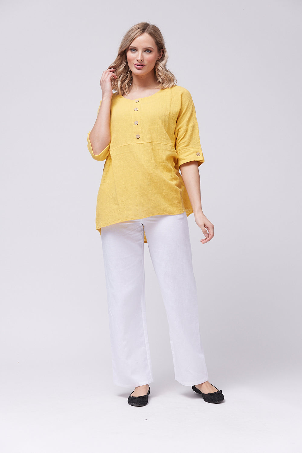 Saloos Button Placket Oversized Top