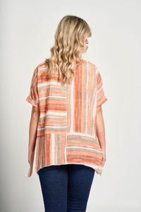 Saloos Panelled Cut About Stripy Top with Necklace