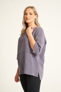 Saloos Stylish Cotton Top with Side Pocket and Necklace
