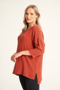 Saloos Stylish Cotton Top with Side Pocket and Necklace