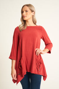 Saloos Frilled Top With Front Pockets & Necklace