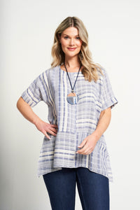 Saloos Drop Shoulder Panelled Top with Necklace