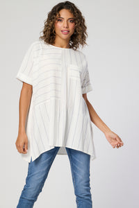 Saloos Striped Panelled Top with Necklace