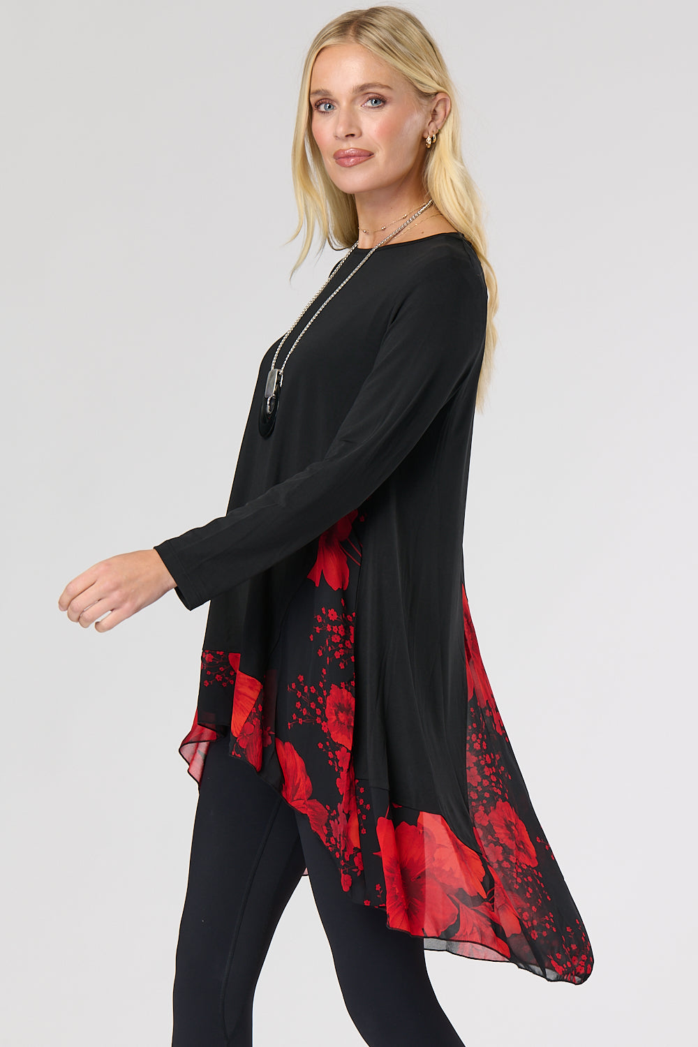 Saloos Dip-Back Panelled Tunic with Necklace