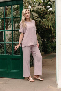 FP2-A Trousers Saloos Crinkle Wide-Leg Trousers with Mockties