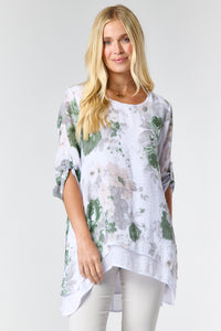 Saloos A-line Ruched Sleeve Top with Necklace
