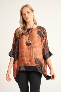 1H Top Rust / UK: 10 - EU: 36 - US: XS Chic Silk-Look Top with Necklace