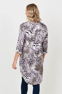 2C Shirt Dress Leopard Print Swing Shirt-Dress