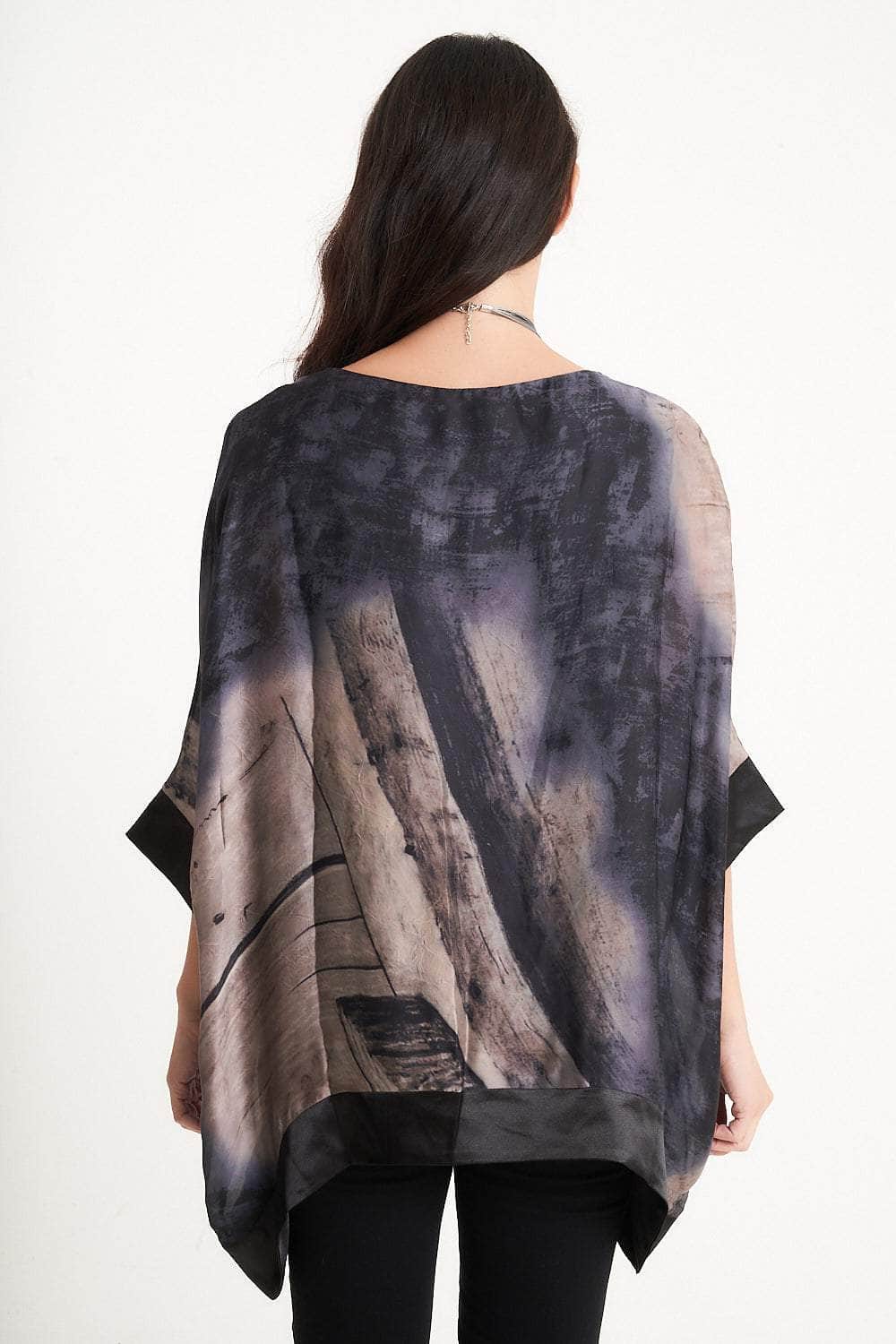3C Top Marble Printed Colour Block Top with Necklace