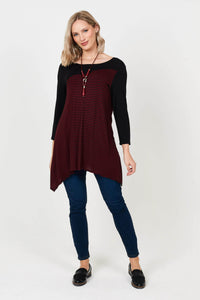 3P Top Colour Block Striped Tunic with Necklace