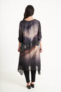 4Q Dress Silk-Look A-Line Midi-Dress