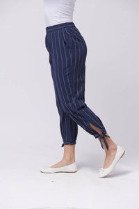 G4 Trousers Saloos Three-Quarter Pinstripe Trousers with Pockets