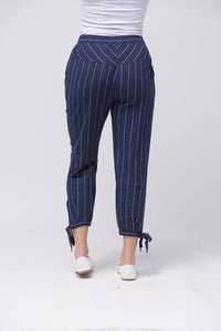 G4 Trousers Saloos Three-Quarter Pinstripe Trousers with Pockets