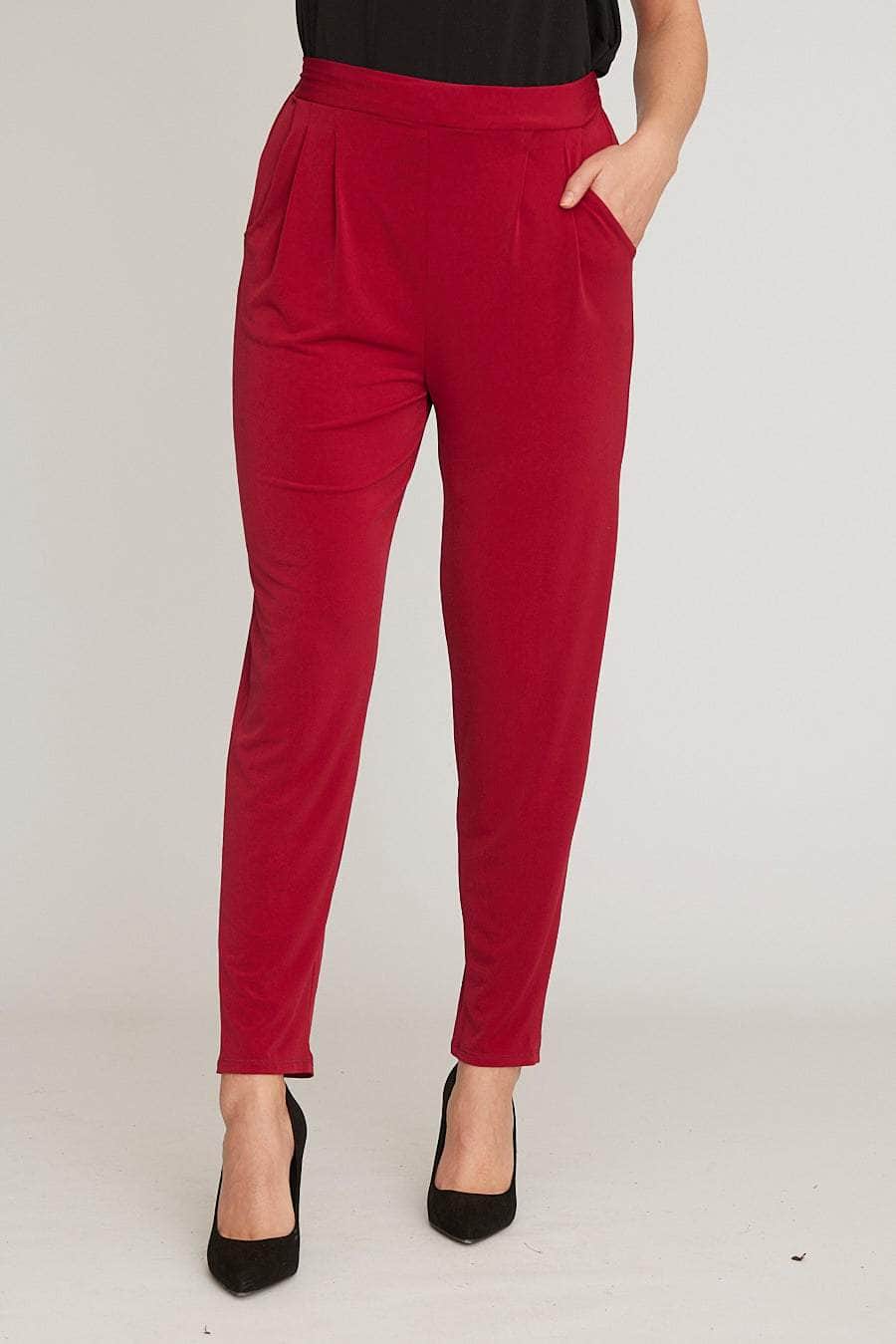 R2 Trousers Maroon / UK: 12 - EU: 38 - US: S Essential Tapered Trousers with Pockets
