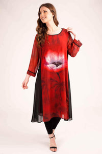 Saloos 10 / RED Chiffon Anemone Midi-Dress