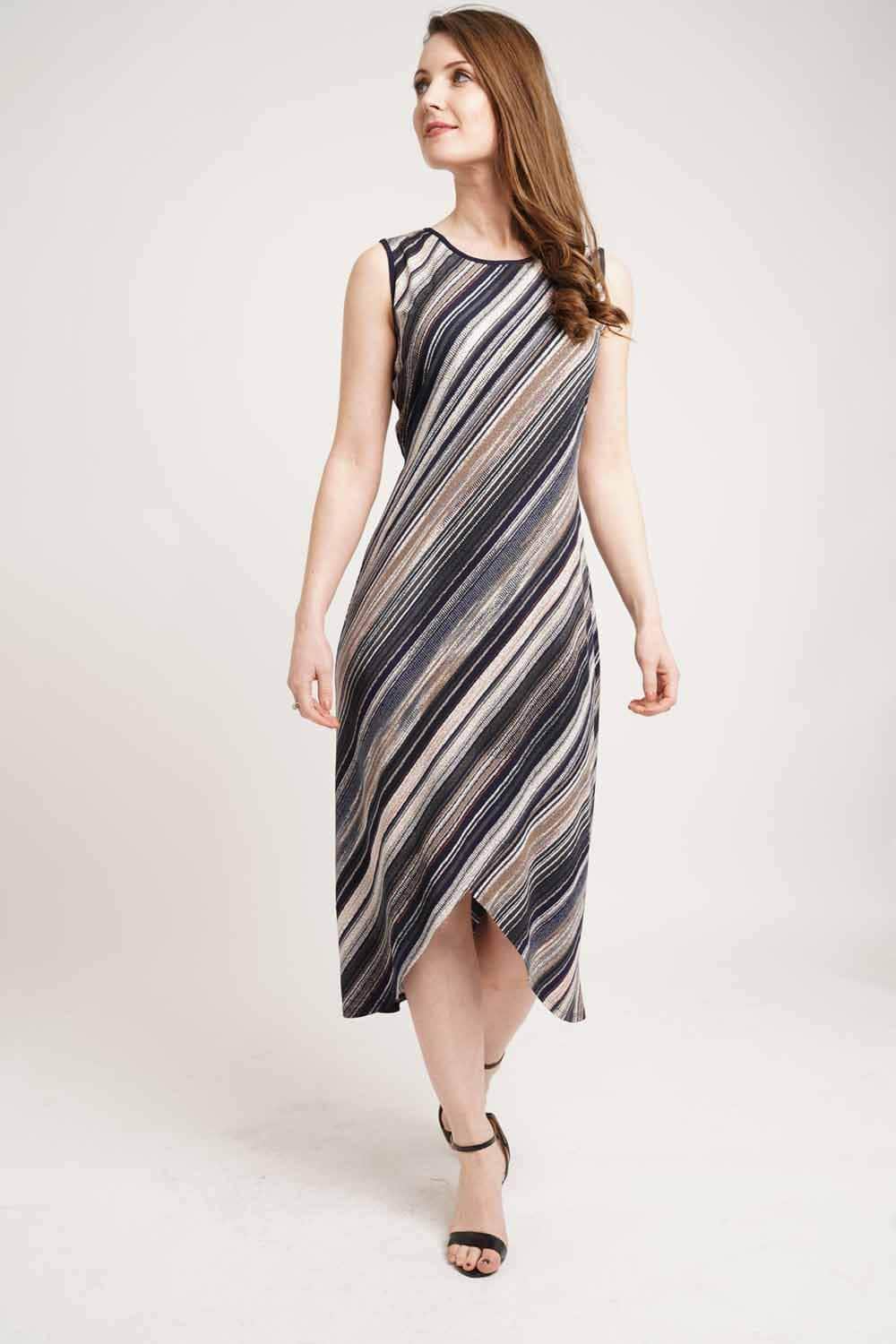 Saloos Dress 12 Striped Sleeveless Midi-Dress