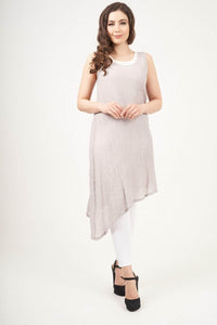 Saloos Dress Asymmetric Sleeveless Midi-Dress with Necklace