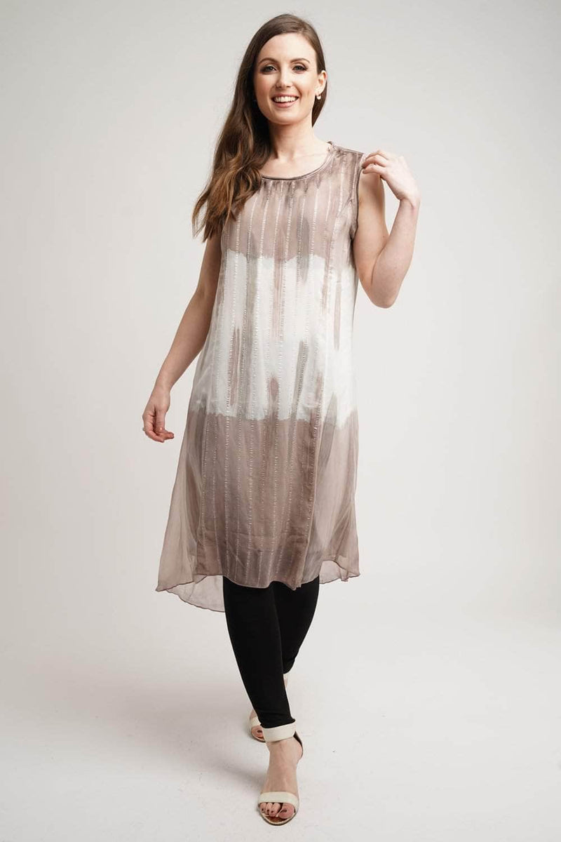 Saloos Dress Elliptical Silk-Look Chiffon Midi-Dress