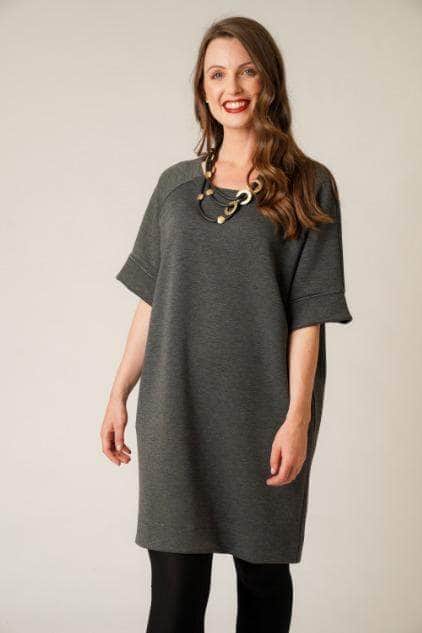Saloos Dress Relaxed Casual Tunic Dress with Necklace