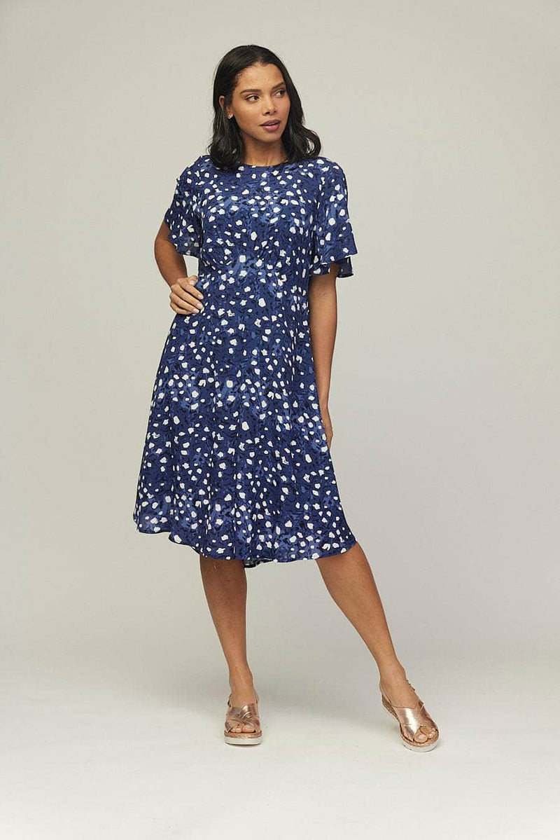 Saloos Dress Saloos Flattering Dress with Fluted Cape Sleeves