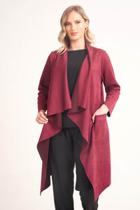 Saloos Jacket Maroon / UK: 12 - EU: 38 - US: S Soft Touch Long Waterfall Jacket with Pockets