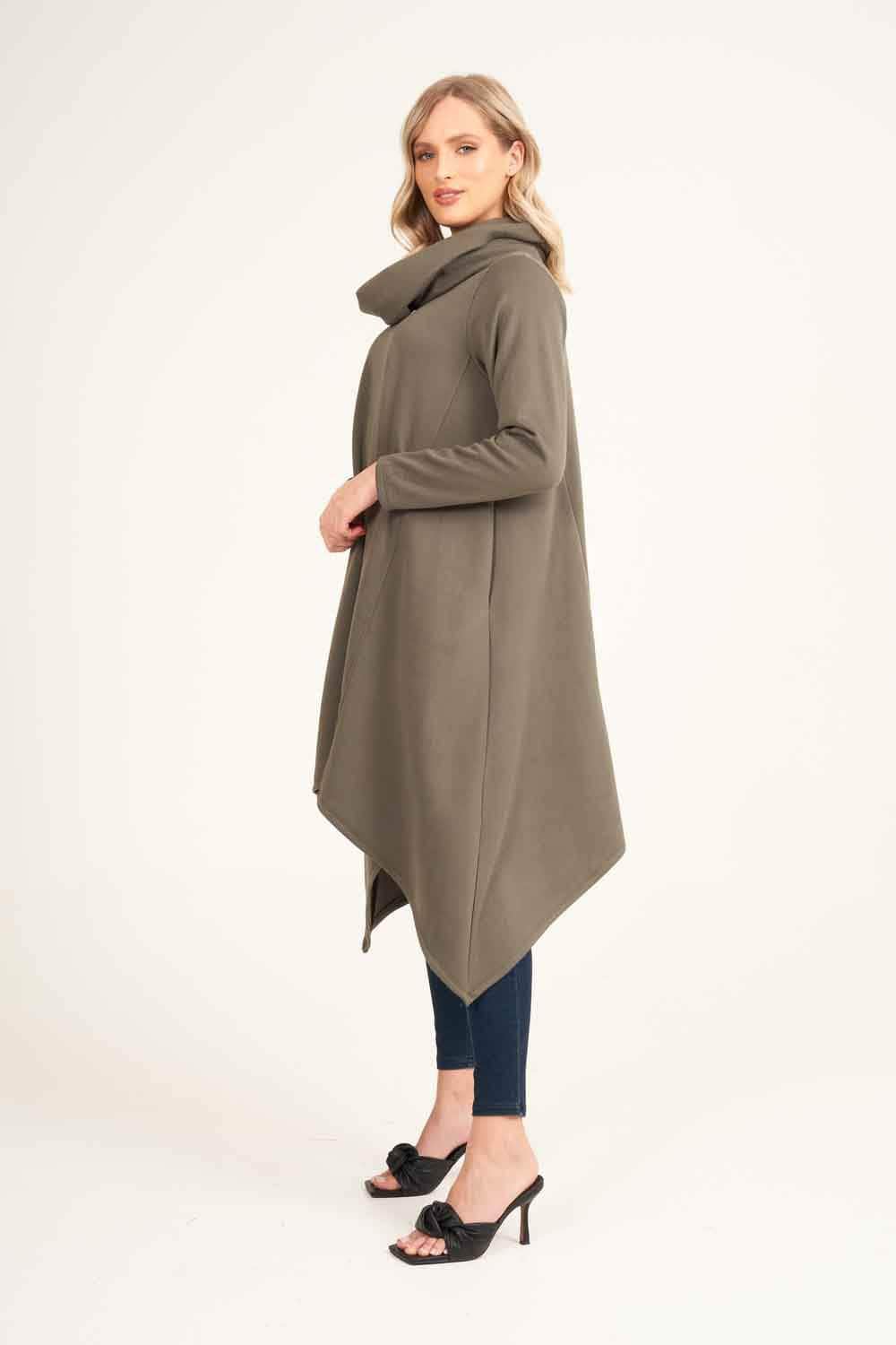 Saloos Longline Cowl-Neck Poncho Dress with Sleeves