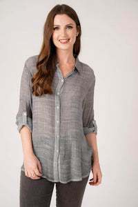 Saloos Shirt 10 / Grey Chelsea Elliptical Linen-Look Shirt