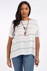 Saloos Top 22 / Grey Linen-Look A-Line Top with Necklace