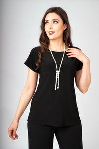Saloos Top Essential Extended-Shoulder Top with Necklace