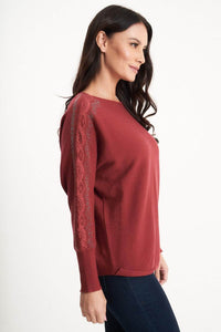 Saloos Top Lace Embellished Sleeved Knitted Top