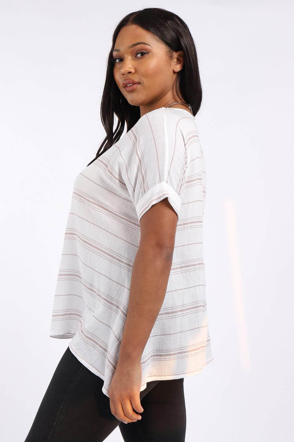 Saloos Top Linen-Look A-Line Top with Necklace