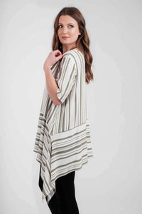 Saloos Top Long A-Line Striped Top with Necklace
