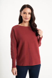 Saloos Top Lace Embellished Sleeved Knitted Top