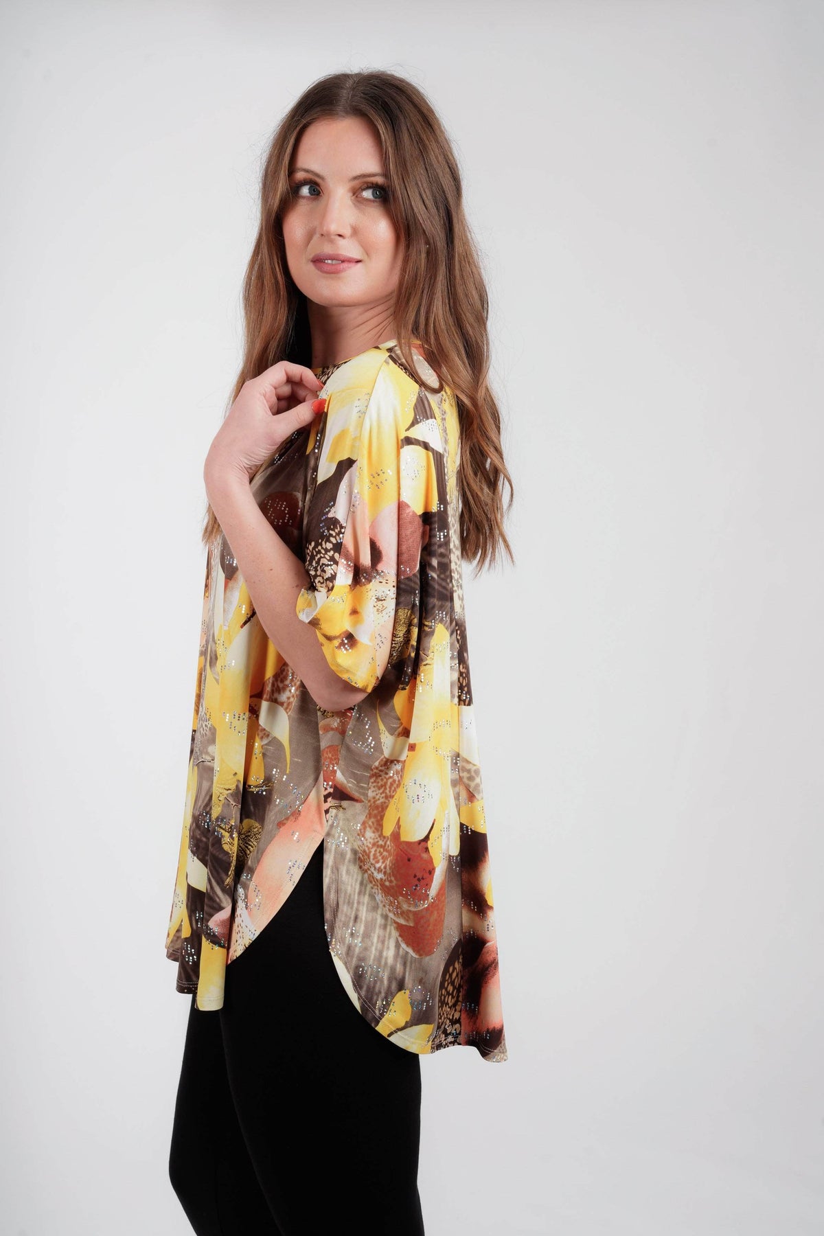 Saloos Top Relaxed Floral Cape Top