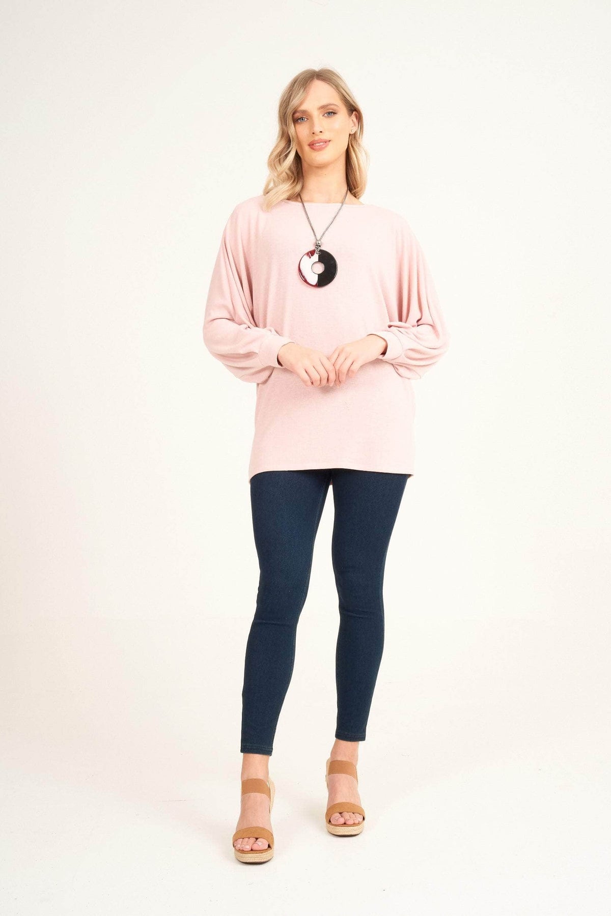 Saloos Top 'Rhea' Knit-Feel Loungewear Top with Necklace